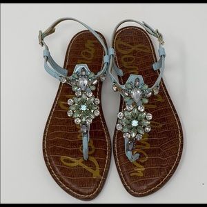 NWOT. Sam Edelman Grayson blue jeweled sandal 7M